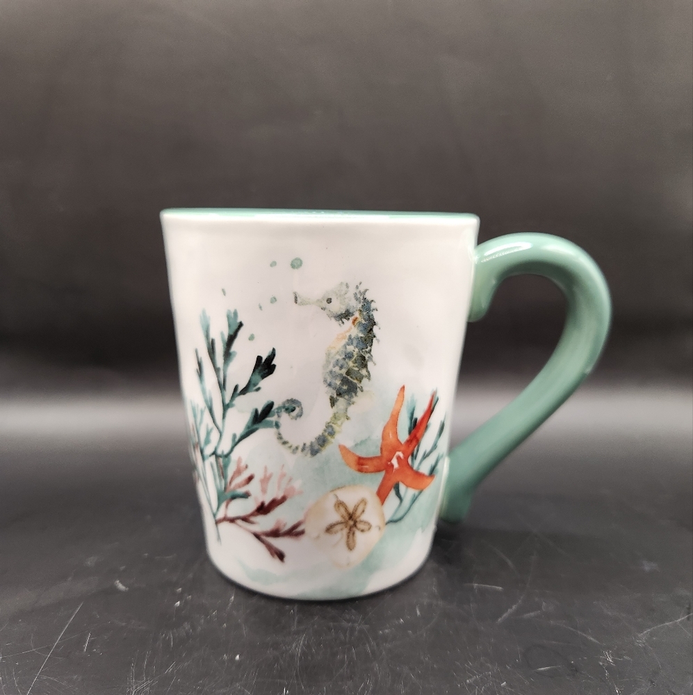 Nautical Ocean Sea Life Green & White Ceramic Coffee/Tea Mug
